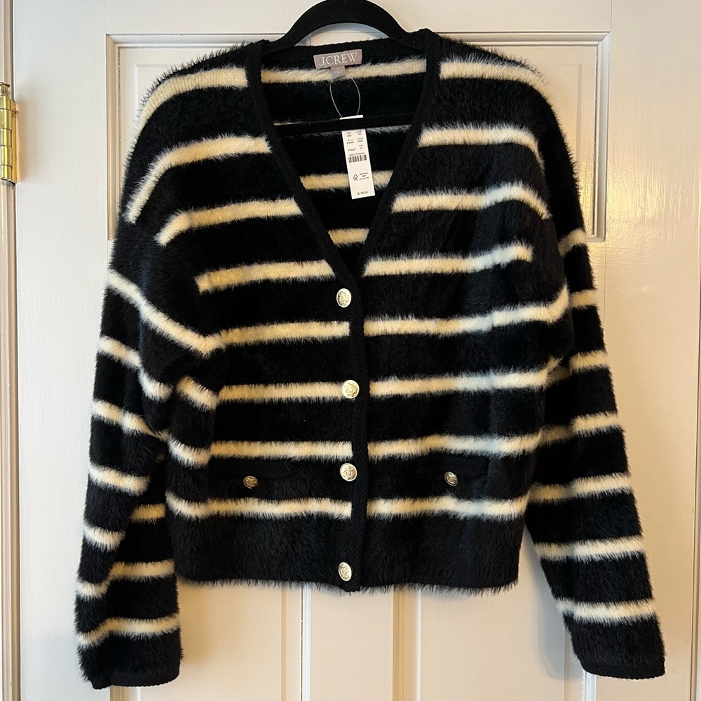 J. Crew Sweater lady jacket in striped brushed yarn NWT